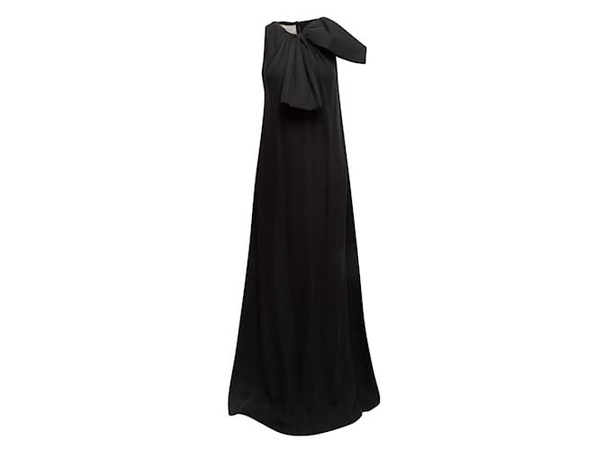 Robe noire à col noué en soie Valentino taille EU 40  ref.1151555