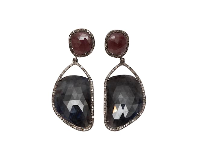 Autre Marque Sapphire & Ruby Bavna Pierced Earrings Metal  ref.1151564