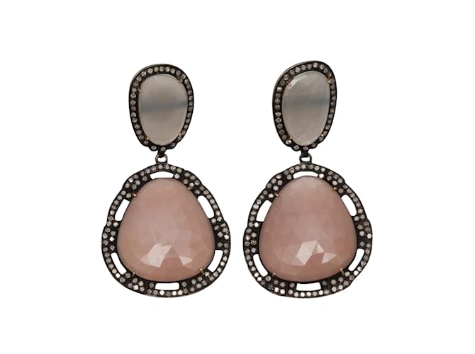Autre Marque Brincos de pedra preciosa Bavna com diamante rosa e pavimentado Metal  ref.1151569