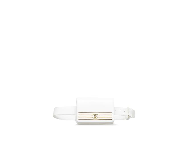 White Chanel Captain Gold Belt Bag Leather  ref.1151584