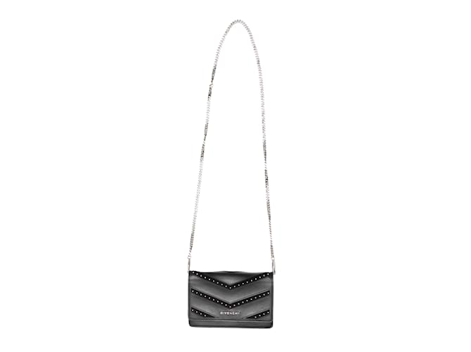 Schwarze Givenchy-Lederbrieftasche mit Kette  ref.1151628