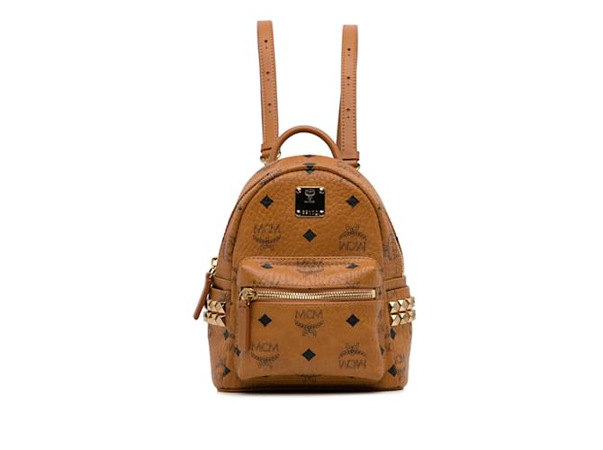 Brown MCM Mini Visetos Stark Backpack Leather  ref.1151667