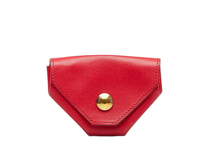 Hermès Red Hermes Chevre Le Vin Quatre Coin Purse Leather  ref.1151669