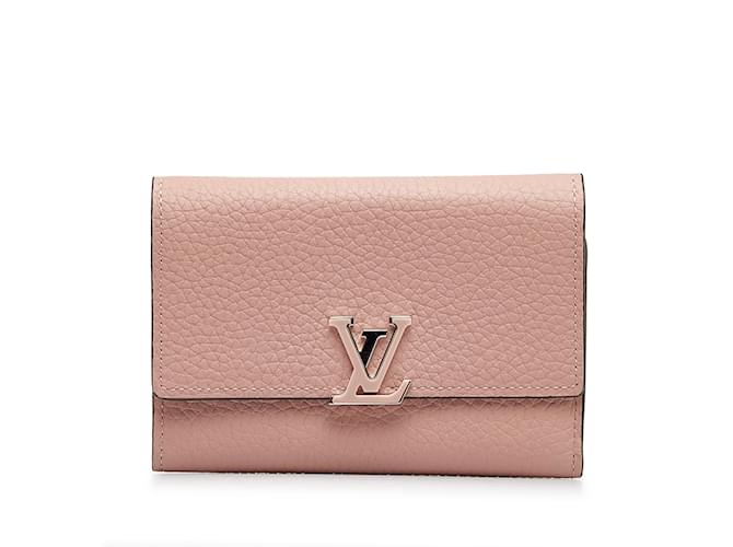 Pink Louis Vuitton Taurillon Capucines Compact Wallet Leather  ref.1151684