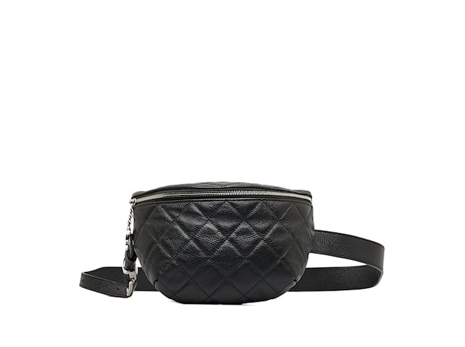 Black Chanel Quilted Belt Me Up Waist Bag Leather