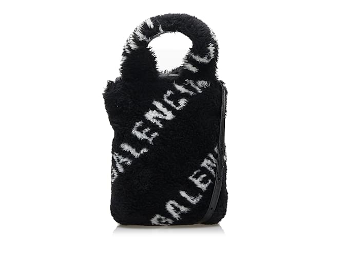 Everyday Sacoche noire avec porte-téléphone quotidien à logo Balenciaga Cuir  ref.1151718