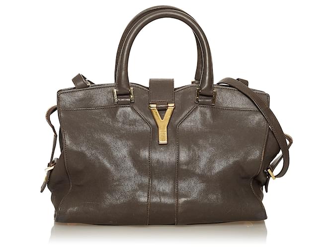 Bolso satchel de cuero marrón Saint Laurent Cabas Chyc Ligne Castaño  ref.1151729