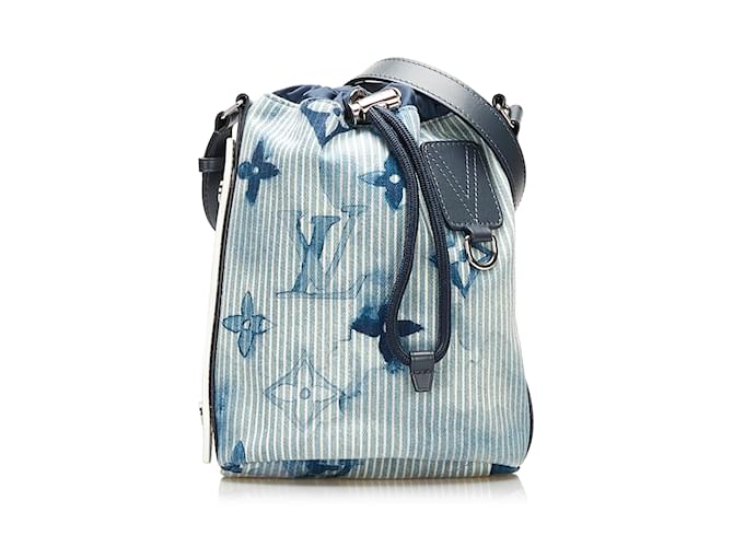Bolsa Louis Vuitton Monograma Aquarela Azul Marin BB Bucket Bag Couro  ref.1151738