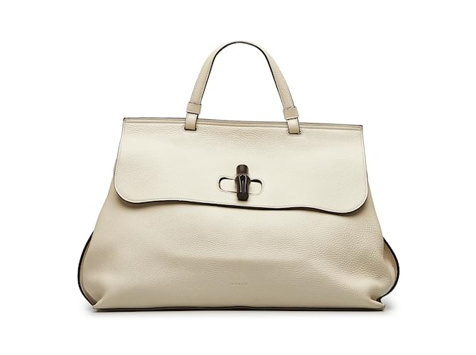 Beige Gucci Bamboo Daily Satchel Leather  ref.1151793