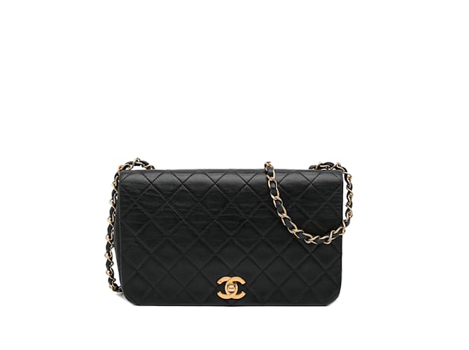 Black Chanel CC Matelasse Lambskin Flap Crossbody Leather  ref.1151794