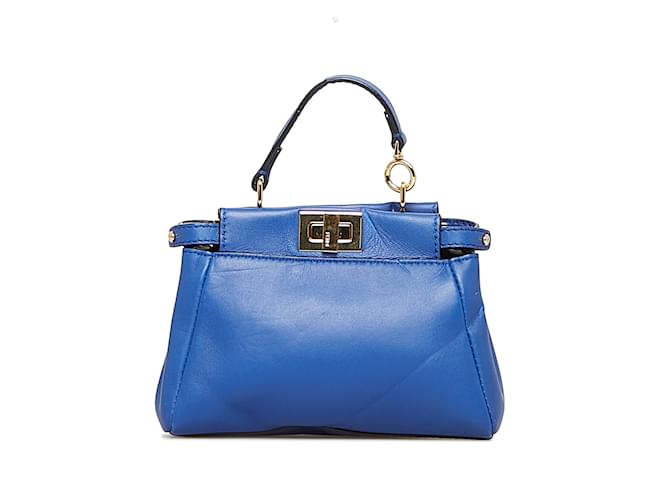 Cartable Fendi Micro Peekaboo bleu Cuir  ref.1151797