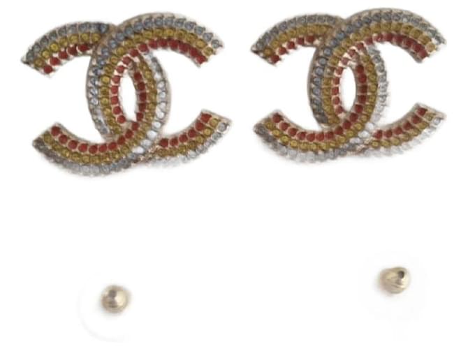 Boucles d'oreilles multicolore CHANEL Métal Doré  ref.1151839