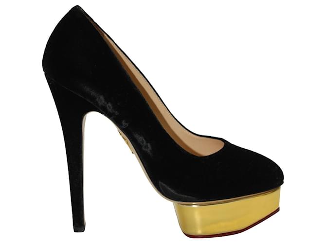 Zapatos de tacón Charlotte Olympia Dolly con plataforma en ante negro Suecia  ref.1151850