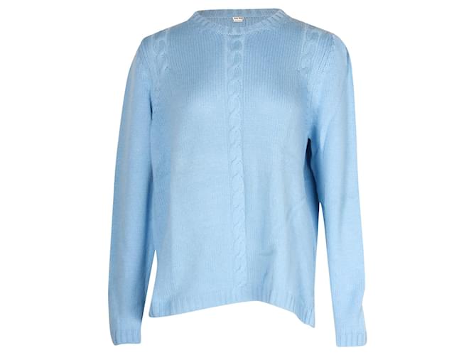 Miu Miu Cable-Knit Sweater in Blue Cashmere Wool  ref.1151855