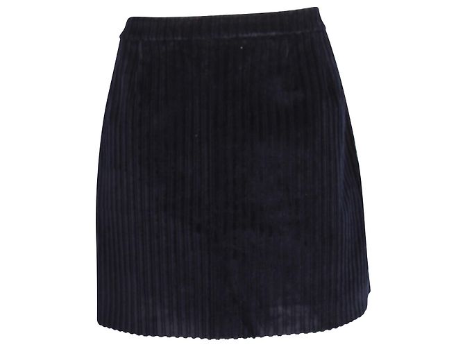 Minifalda acampanada de pana de algodón azul marino Red Valentino