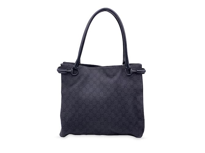 Gucci Black Denim Monogram Canvas Shoulder Bag Shopping Tote Cloth  ref.1151864