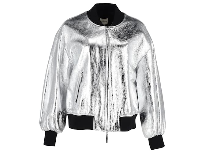 Khaite Cici Jacket in Metallic Silver Leather  Silvery  ref.1151874
