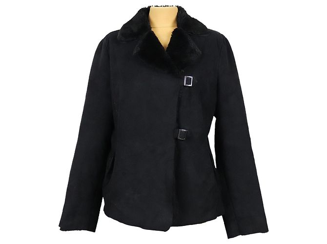 Armani Jeans Jacke aus Kunstschafsfell Schwarz