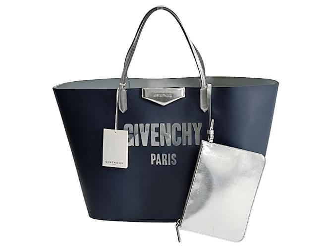 Borsa Shopping Givenchy Antigona in PVC bicolore Blu Plastica  ref.1152139
