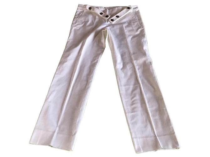 Yves Saint Laurent Un pantalon, leggings Coton Blanc  ref.1152235