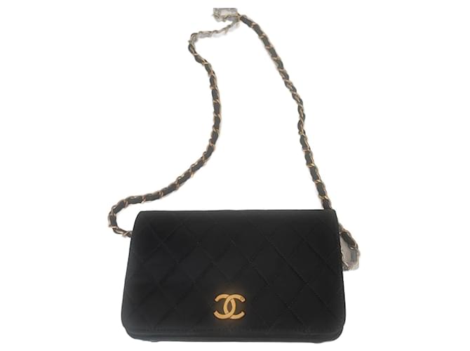 Wallet On Chain Chanel Handbags Black Leather  ref.1152339