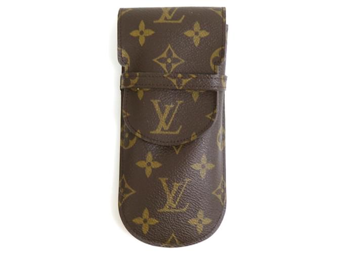 Louis Vuitton Etui à lunettes Braun Leinwand  ref.1152344