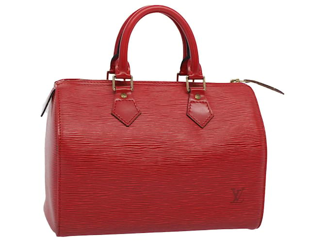 Louis Vuitton Epi Speedy 25 Bolsa de Mão Castelhano Vermelho M43017 LV Auth ki3801 Couro  ref.1152511