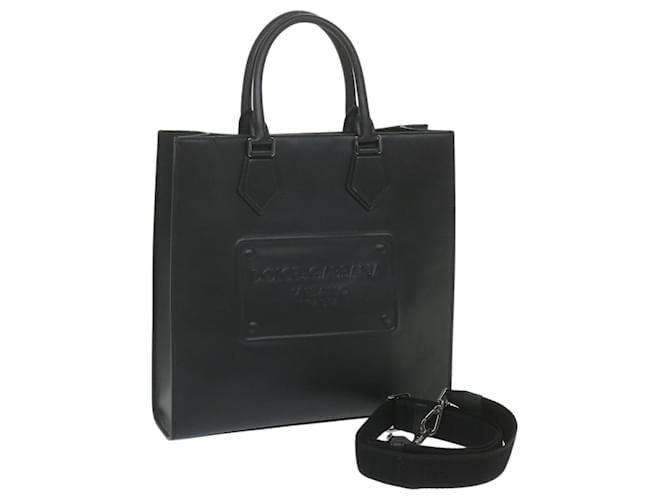 Dolce & Gabbana DOLCE&GABBANA Cabas Cuir de veau 2façon Black Auth bs10232 Noir  ref.1152516