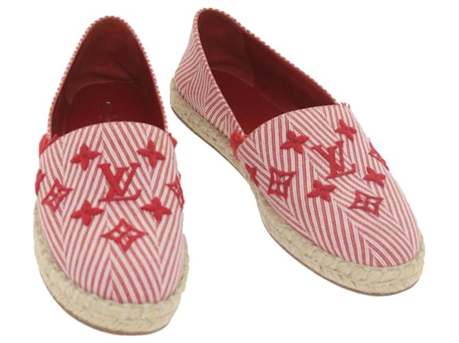 LOUIS VUITTON Monogram Espadrilles Chaussures Toile 37.5 Rouge Auth. LV bs9907  ref.1152520