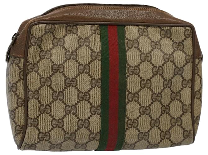 GUCCI GG Supreme Web Sherry Line Clutch Bag Beige Red 89 01 012 Auth ep2429  ref.1152546