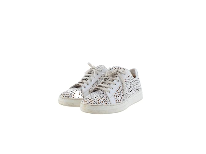 Alaïa Leather sneakers White  ref.1152673