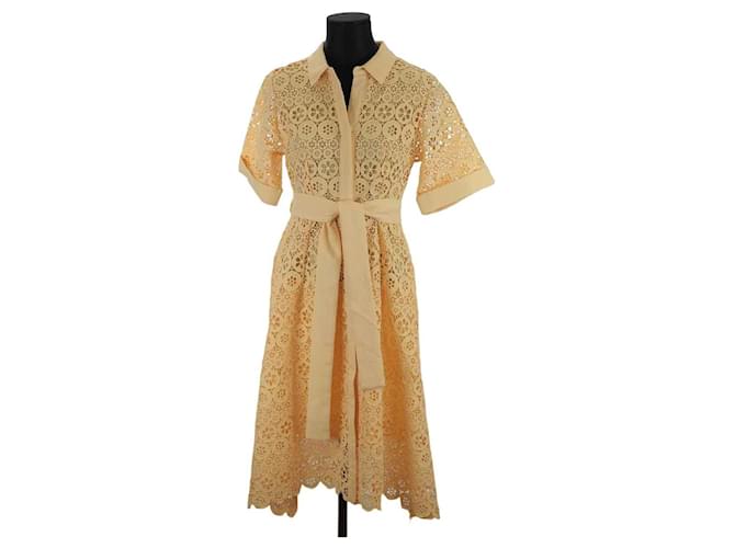 Maje Dress with lace Yellow  ref.1152832