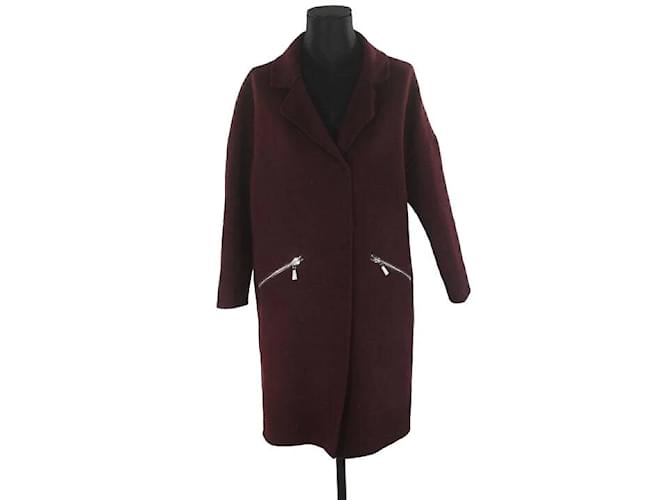 Maje Wool coat Dark red  ref.1152867