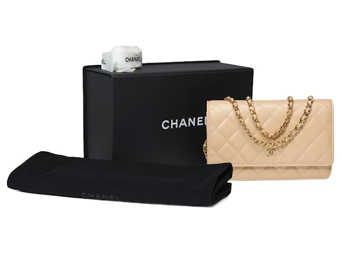 CHANEL Wallet on Chain Bag in Beige Leather - 101576  ref.1153720