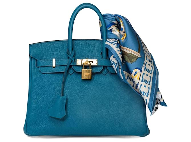 Hermès HERMES BIRKIN BAG 25 in Blue Leather - 101570  ref.1153722