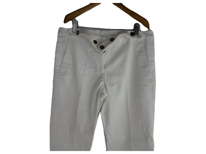 Yves Saint Laurent tailleur pantalon Coton Blanc  ref.1153729
