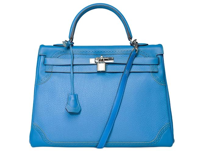 Hermès Hermes Kelly bag 35 in Blue Leather - 101584  ref.1153823