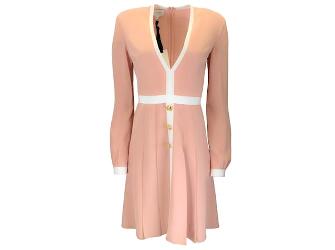 Giambattista Valli Seashell Rose Long Sleeved Short Crepe Dress Pink Synthetic  ref.1153850