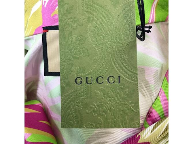 Gucci Green Multi Floral Printed Silk Bowling Shirt  ref.1153856