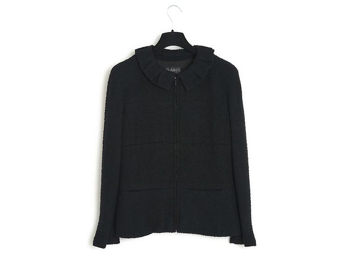 Chanel fr40 Jacket Set FW1997 Black Wool Bouclette