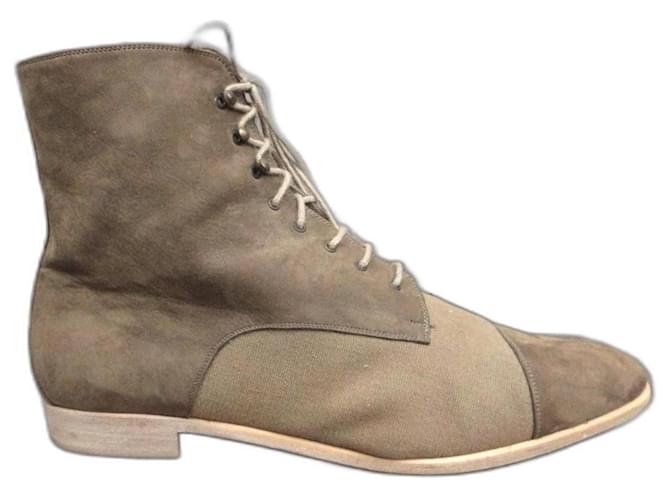 Salvatore Ferragamo p boots 41,5 Beige Cloth Deerskin  ref.1153924