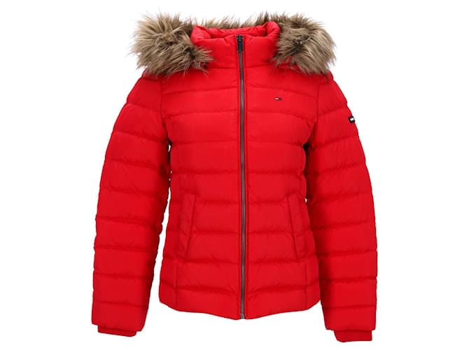 Tommy Hilfiger Womens Sustainable Padded Down Jacket Red Polyester  ref.1153989