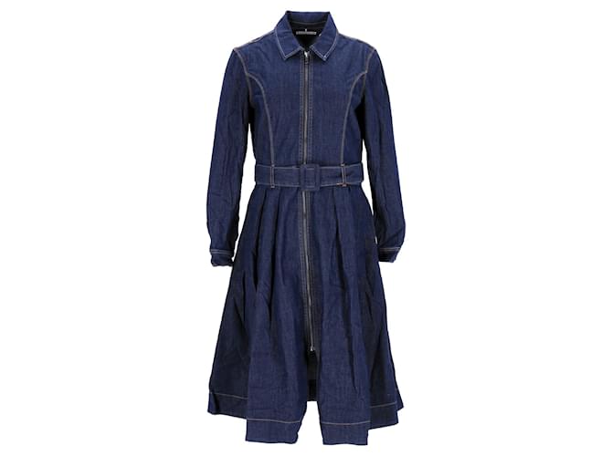 Tommy Hilfiger Vestido vaquero de manga larga con cremallera para mujer en algodón azul  ref.1153998