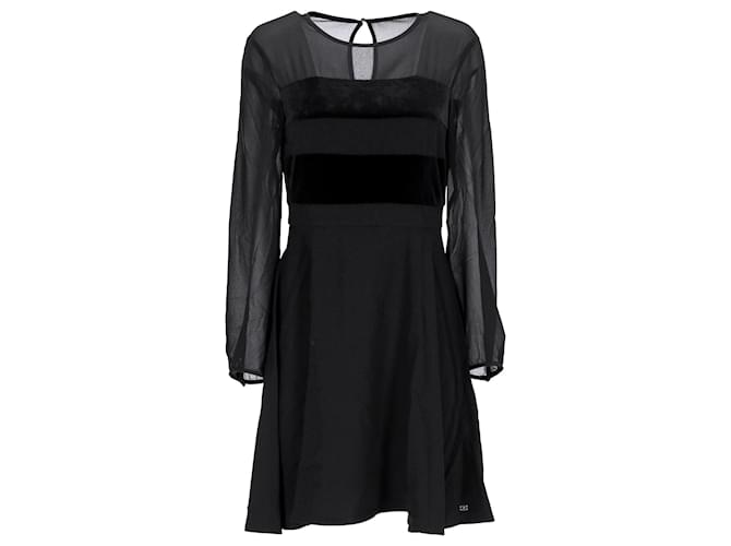 Tommy Hilfiger Womens Texture Stripe Skater Dress Black Polyester  ref.1154004