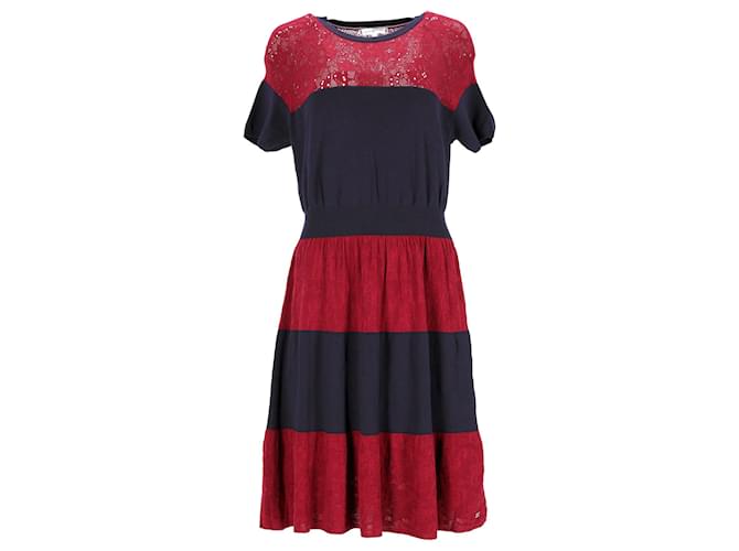 Tommy Hilfiger Damen-Kleid mit normaler Passform aus roter Viskose Zellulosefaser  ref.1154005