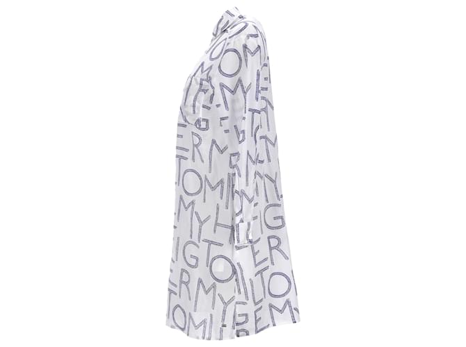 Tommy Hilfiger Damen-Hemdkleid mit Seidenseil-Print aus weißer Seide  ref.1154006