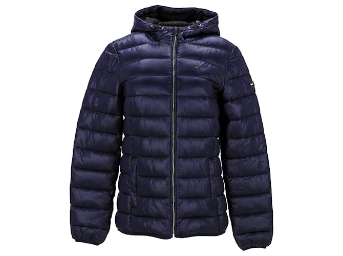 Tommy Hilfiger Womens Quilted Hooded Jacket in Blue Nylon  ref.1154012