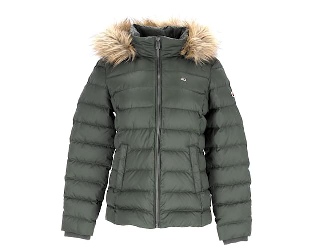 Tommy Hilfiger Womens Essential Hooded Down Jacket Green Polyester  ref.1154038