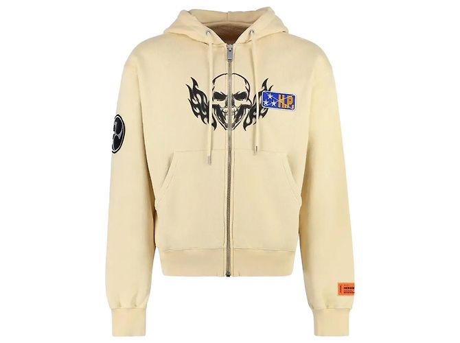 Heron Preston Kapuzenpullover mit Reißverschluss, Flaming Skul