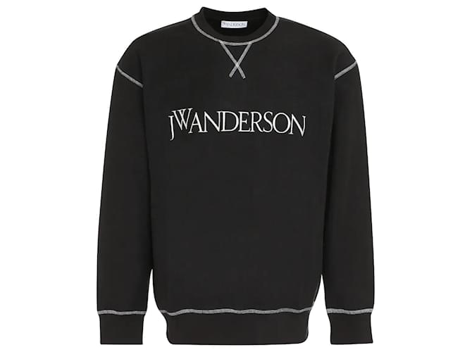 JW Anderson Sweat-shirt contrasté à l'envers Coton Noir  ref.1154073